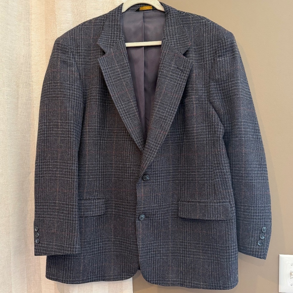 Allyn Saint George All Wool Navy Blazer Sports Coat, Size 44L
